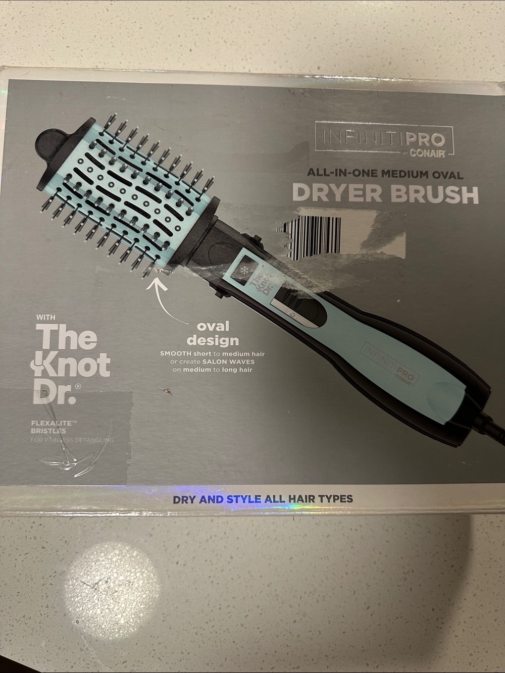 InfinitiPro All-In-One Medium Oval Dryer Brush - Light Blue/Black